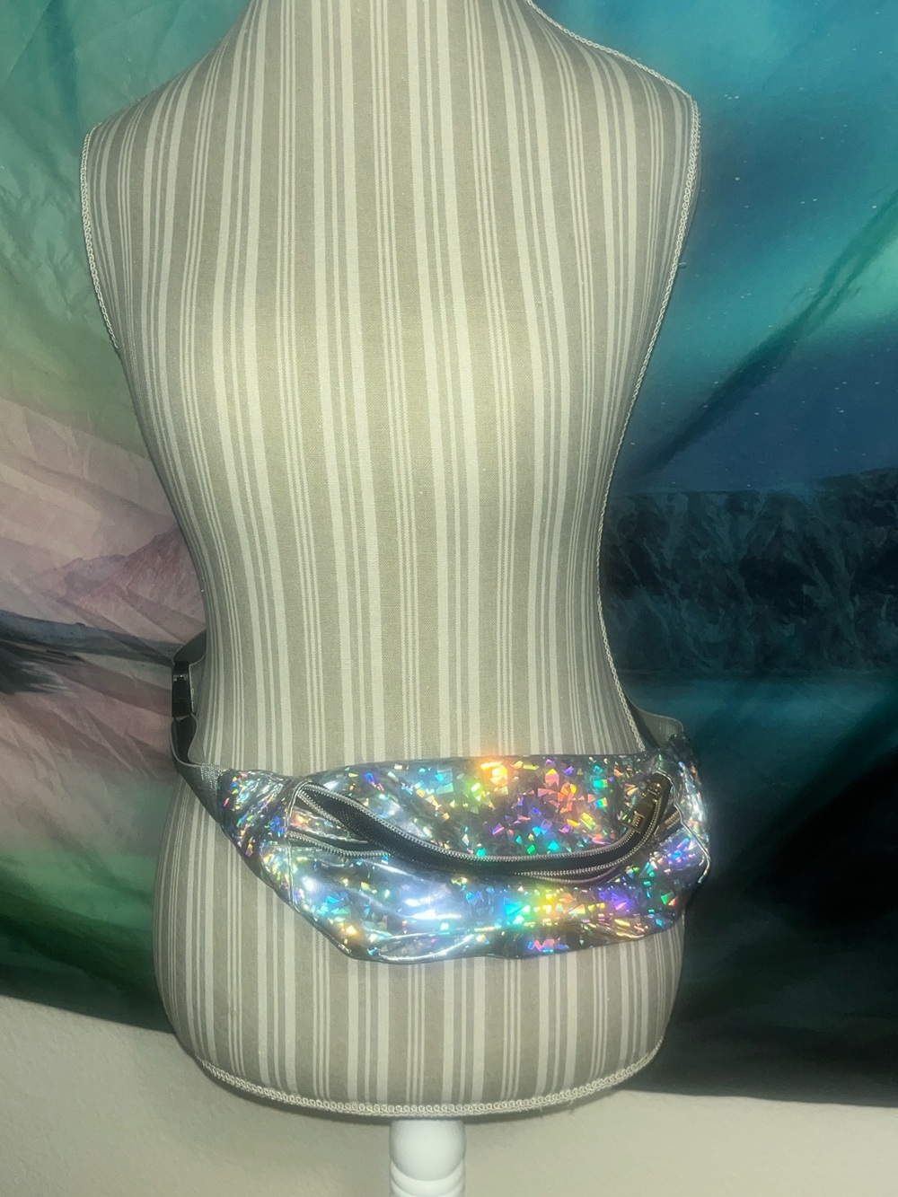 Holographic Iridescent Mini Waist Bag - Silver